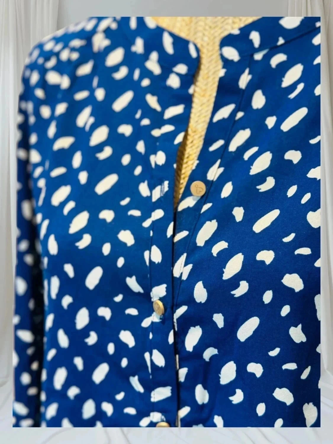 Shirt met Mao-kraag T 36 marineblauw en wit – photo 3